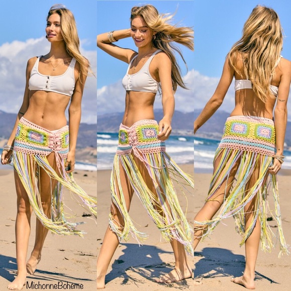 Crochet Knit Fringed Beach Coverup - Picture 11 of 15